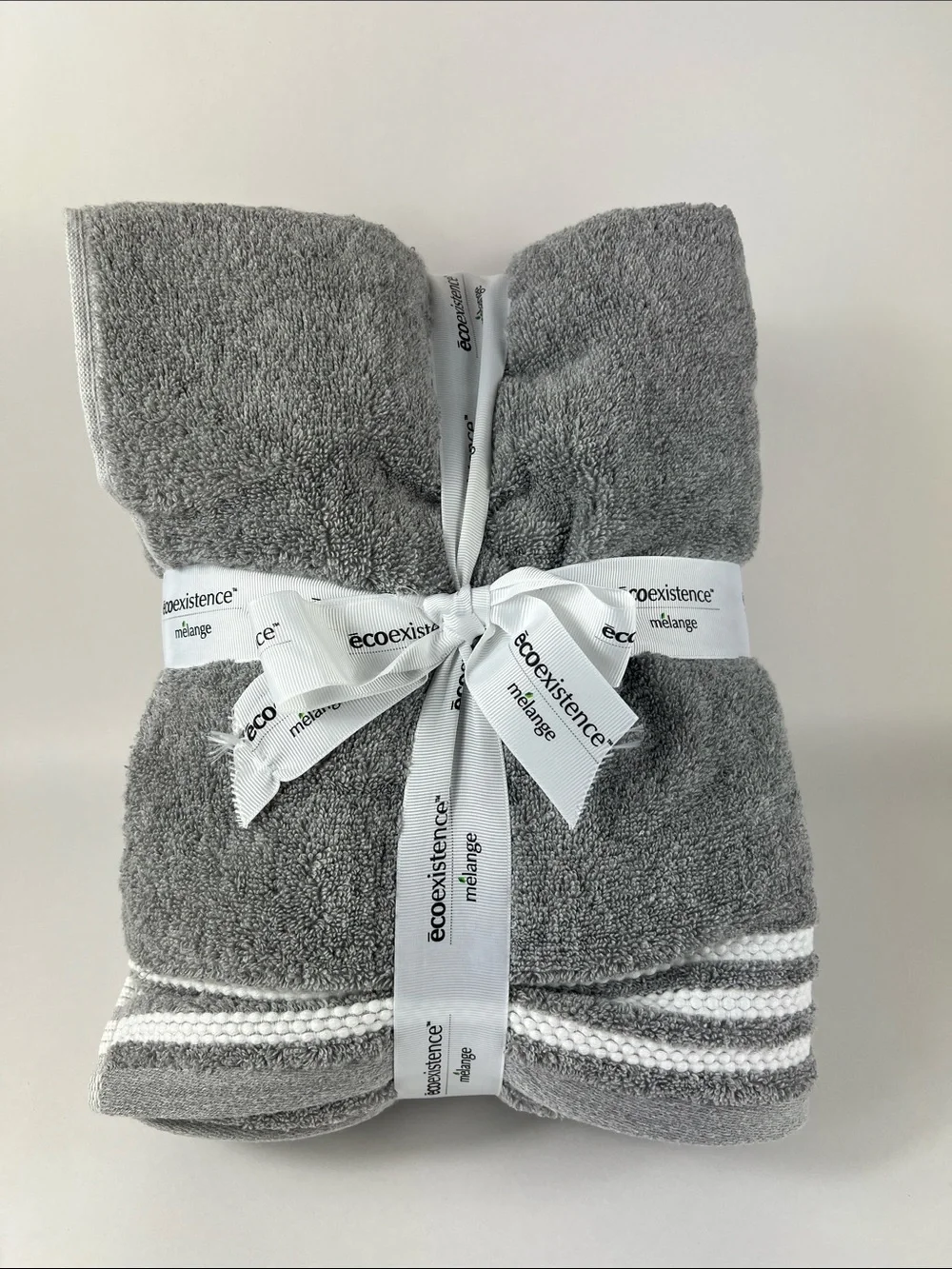 Ecoexistence Bath Towel Set Mélange Gray and White Soft Cotton 6-Piece Set NEW